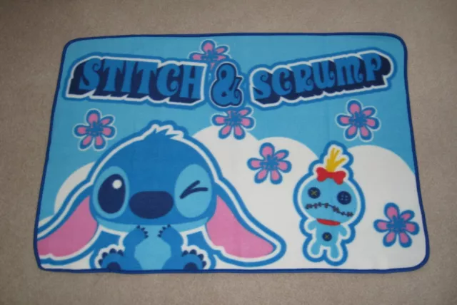 New Disney Stitch and Scrump Baby Blanket Lap Snuggle From Japan 39" X  27"
