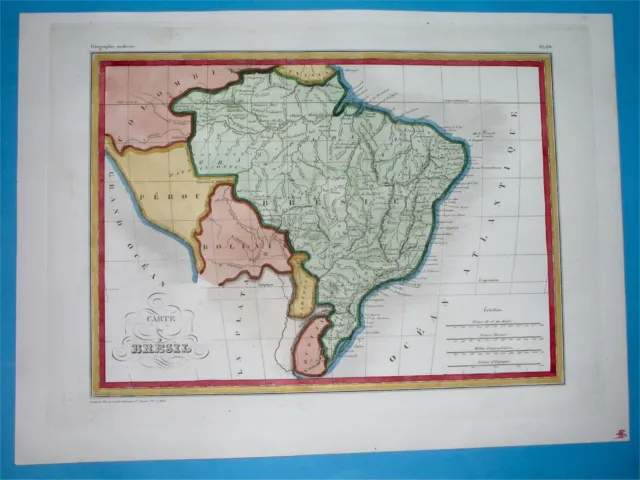 1848 Original Map South America Brasil Brazil Peru Bolivia Rio De Janeiro Bahia