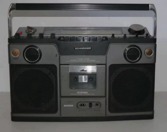 Radio cassette boombox vintage Schneider SX8000 pour pièces