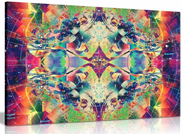 Psychedelic Trippy Art Colour Explosion Canvas Wall Art Picture Print