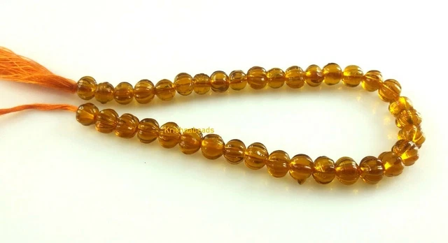 AAA + 1 brin Citrine pastèque sculptée 6-7mm Hydro Smooth Gemstone Perles 8... 3