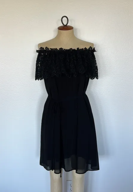 Eliza J Lace Off-The- Shoulder Black Short Dress Size 6
