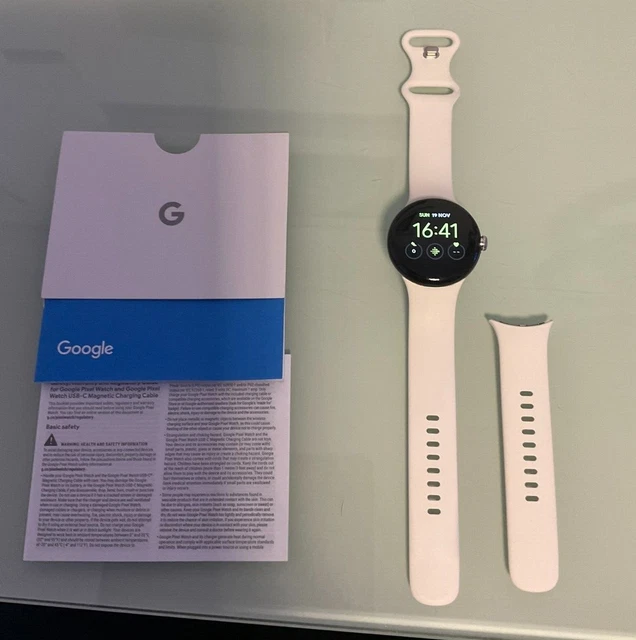 Google Pixel Watch 41mm Polished Silver Stainless Steel Case with Chalk...