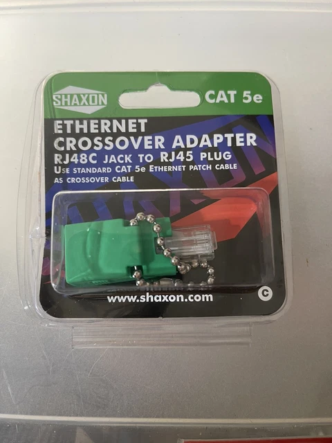 Shaxon Category 5e RJ48C to RJ45 Ethernet Crossover Adapter Green MAECFM-EG-B