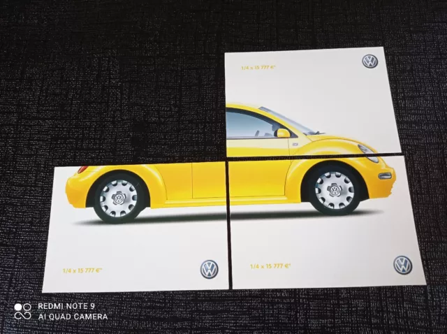 3 Anciennes Cartes Postales Puzzle Volkswagen VW New Beetle 2002
