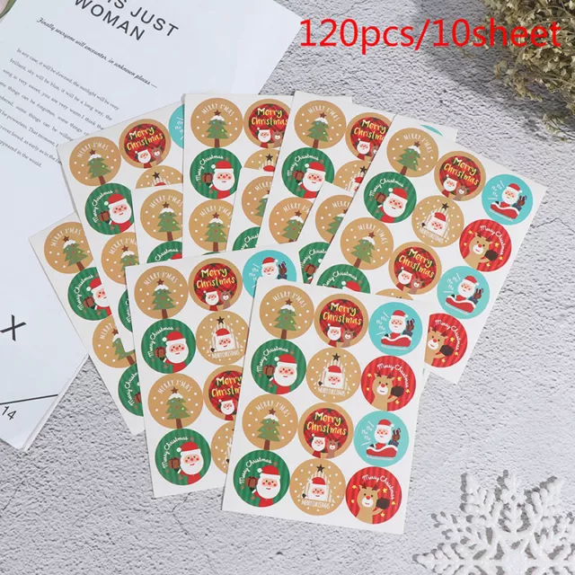 120pcs Christmas Gift Stickers Merry Christmas round packaging stickers LabH`LN