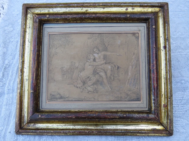 Tableau Ancien Peinture à L'huile Signé P. Borra école Italienne - Classicisme à Restaurer