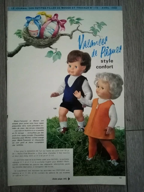 Page De Patron De Poupée Françoise - Modes Et Travaux Mars 1968 - Occasion - Pour Collectionneurs