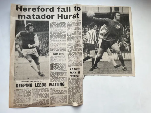 West Ham V Hereford United FA Cup Match Newspaper Article 1972 Geoff Hurst