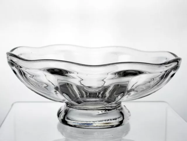 Flint Glass Broad Flute Low Compote, Antique 1860s New England 8 Panel 8 1/2" D