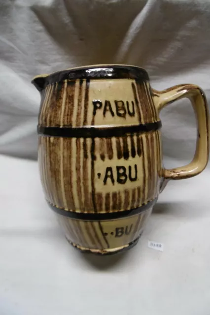 ancien pichet en faïence de bar breton décor tonneau pabu abu bu 1 litre (BD88)