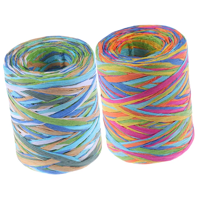 2 Rolls String Raffia Ribbon cintas de embalaje de regalo para DIY Arts Crafts