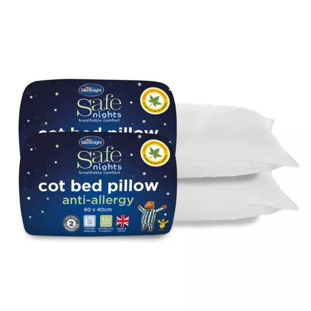 Silentnight Safe Nights Cot Bed Pillow 2 Pack Toddler Nursery Kids Child Baby