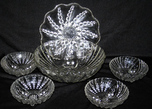 6 Pc Ah Burple  Master Serving Bowl, Underplate & 4 Dessert Berry Bowls
