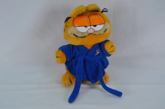 1981 Garfield in Blue Bath Robe Plush - Soft Toy - 10" - VGC