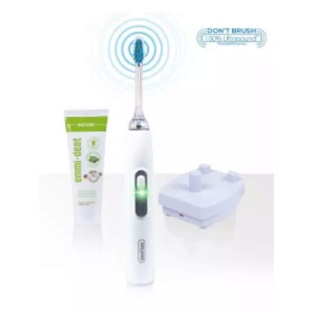 Emmi-Dent Ultrasound Ultrasonic White Electric Toothbrush metallic + Toothpaste