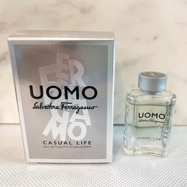 SALVATORE FERRAGAMO UOMO CASUAL LIFE EDT MINI SPLASH MEN 0.17 Oz / 5 ml