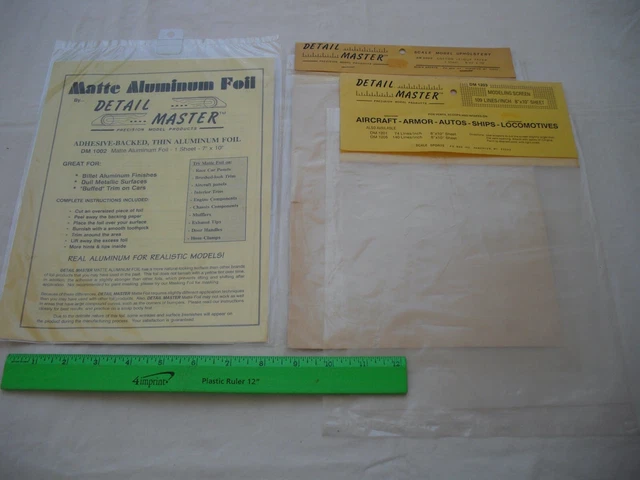Lot of 3 Detail Master Matte Foil Upholstery Screen, Model, G O N, HO Scale