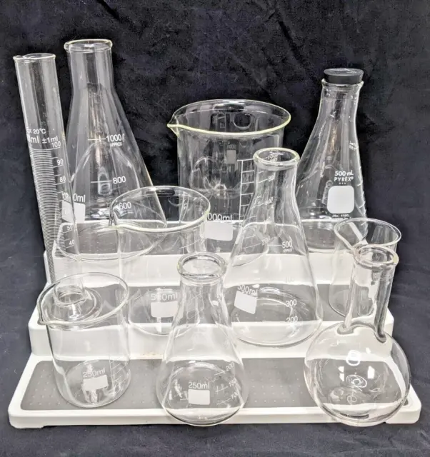 Lab Pyrex Glassware Glass Kit Glass Beaker, Erlenmeyer flask, Measuring Cylinder