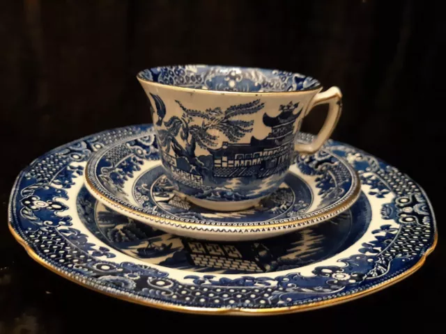 Set Of Burleigh Ware Blue Willow Tea Trio Of Cup Saucer And Large Plate  England $53.40 - Picclick Au