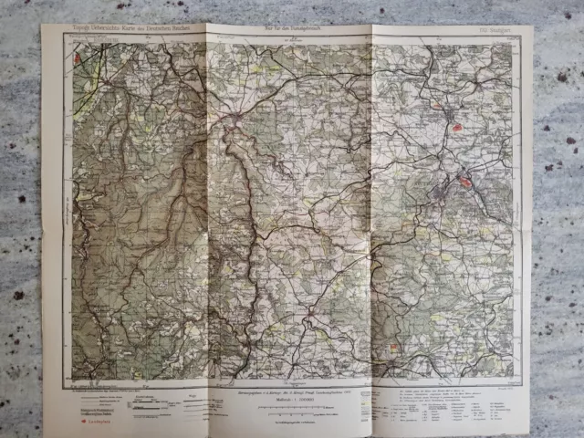 Stuttgart Nr. 170 Topographische Übersichtskarte des Deutschen Reiches 1:200.000