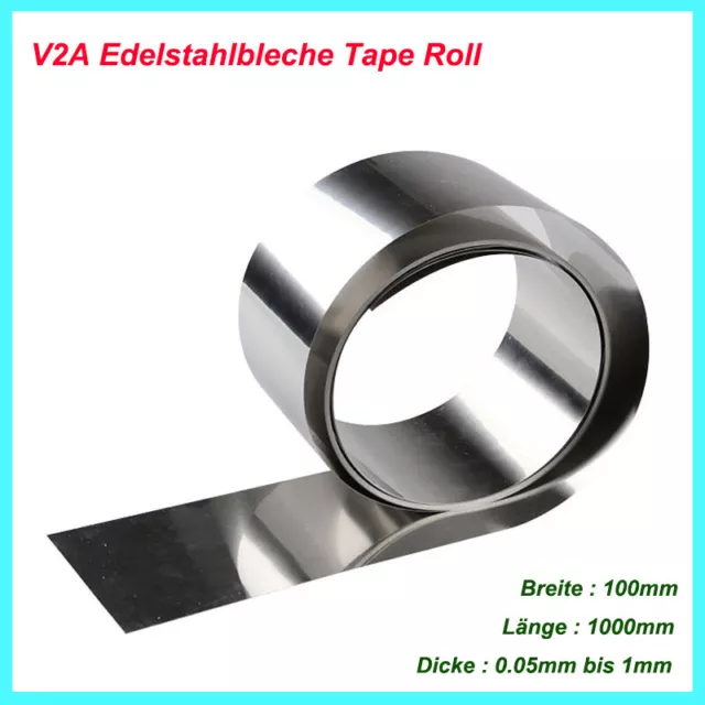 Edelstahlbleche V2A Rostfreier Stahl Tape Roll Dünn Platte Dicke 0.05mm bis 1mm