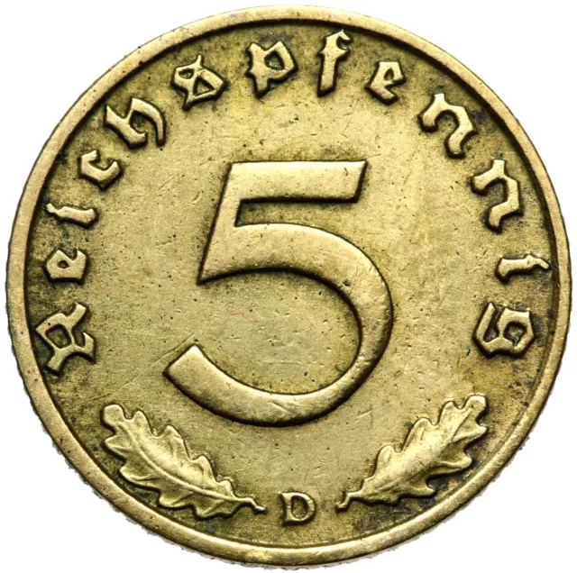 Deutsches 3. Reich - J. 363 - Münze - 5 Reichspfennig 1936 D - ERHALTUNG !