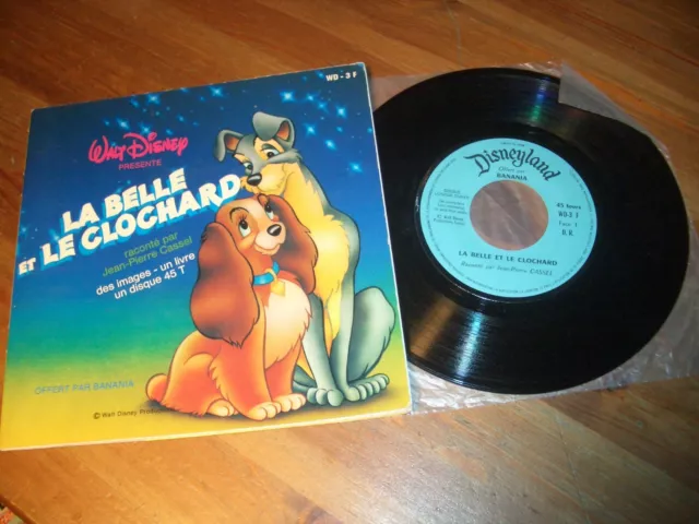 WALT DYSNEY livre disque vinyle 33tours La Belle et le Clochard - Label  Emmaüs