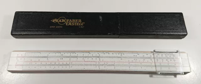 Antiguo Faber Castell 1/87 Syst. Rietz Regla de Cálculo Calibrador
