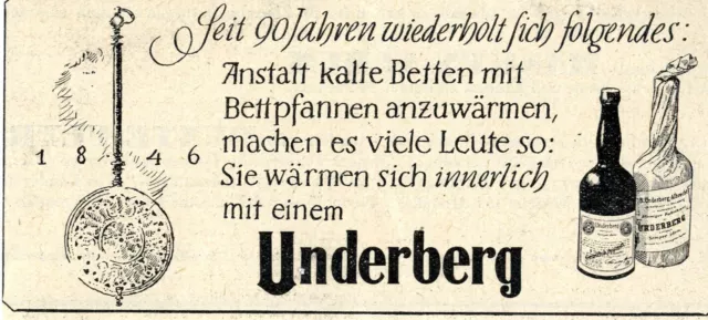 UNDERBERG Seit 90 Jahren... Historische Reklame von 1938