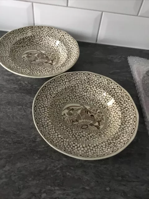 Two Adams Chinese Bird Brown Dishes