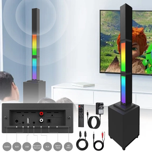 45W SPLIT BLUETOOTH Sub Speaker & Long Strip RGB Light Home Audio Sound ...