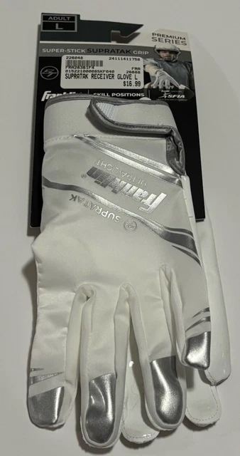 Luvas Futebol Americano Franklin Sports Supratak - Receptor Adulto Tamanho XL Branco