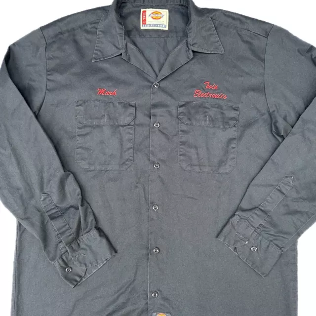 Dickies’ Men’s Long Sleeve Workwear Button Up Shirt Navy Large