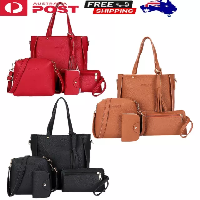 4Pcs/Set Women Lady Leather Handbags Messenger Shoulder Bags Tote Satchel Purse