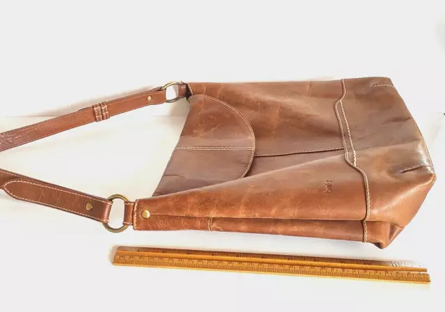 Brown bolo Leather Shoulder Strap Hobo Magnetic Snap Bag Handbag 2