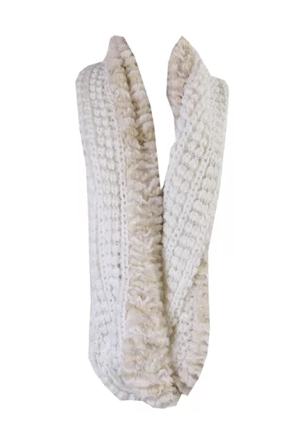 Collection Xiix White Faux-Fur Bubble Stitch Angelica Infinity Loop Scarf OS