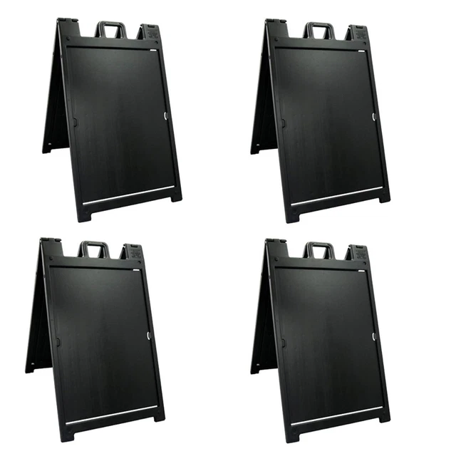 Plasticade Deluxe Signicade Portable Folding Double Sided Sign, Black (4 Pack)