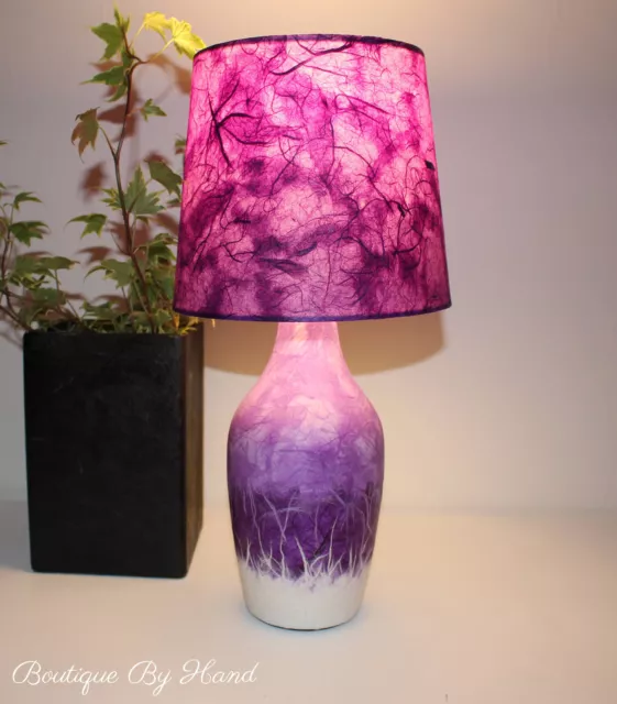 Purple / lilac ceramic table lamp, silk paper, modern design house warming decor