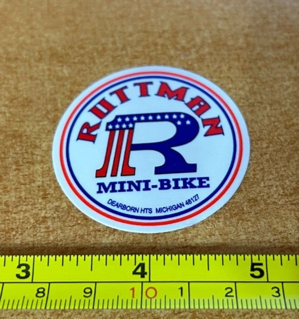 Vintage Style RUTTMAN Mini Bike Decal Sticker - 4 Inch Multi-Color Vinyl