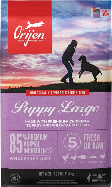 ORIJEN Dog Puppy Recipe, 25lb, High-Protein Grain-Free Dry Puppy Food, Packaging