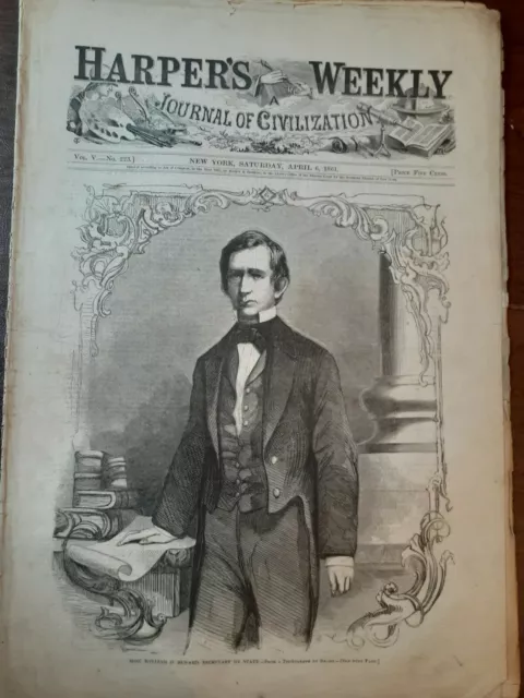 Civil War Newspapers-Harpers Weekly- Honorable William Seward,Secretary Of State
