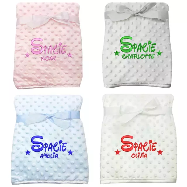 Personalised Baby Blanket Embroidered Soft Bubble Boy Girl Newborn Gift Stars