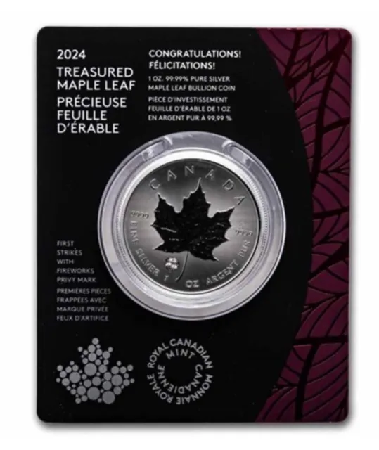 2024 Canada 1 oz Treasured Silver Maple Leaf Congratulations Privy Coin First