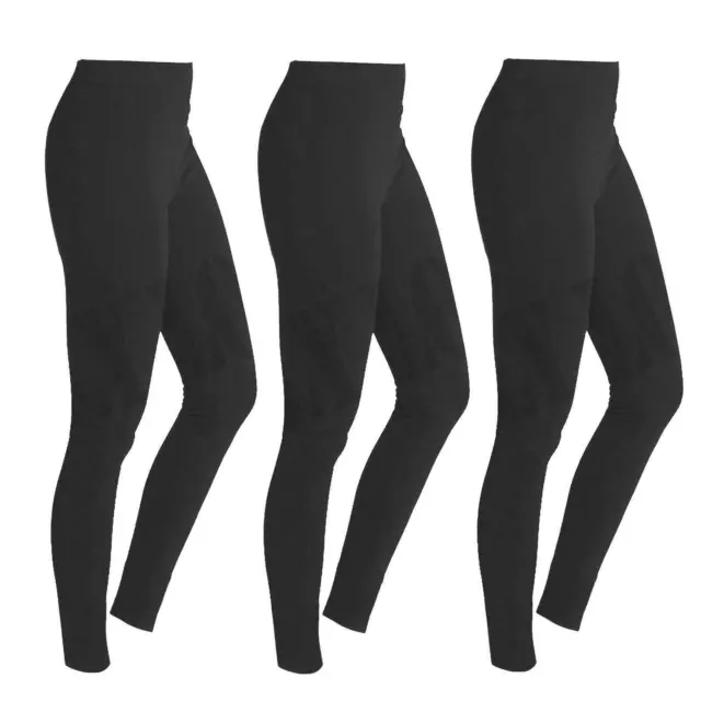 Ladies Stretchy Skinny Leggings Jeggings Pack of 3 Black Soft slimware Leggings 3