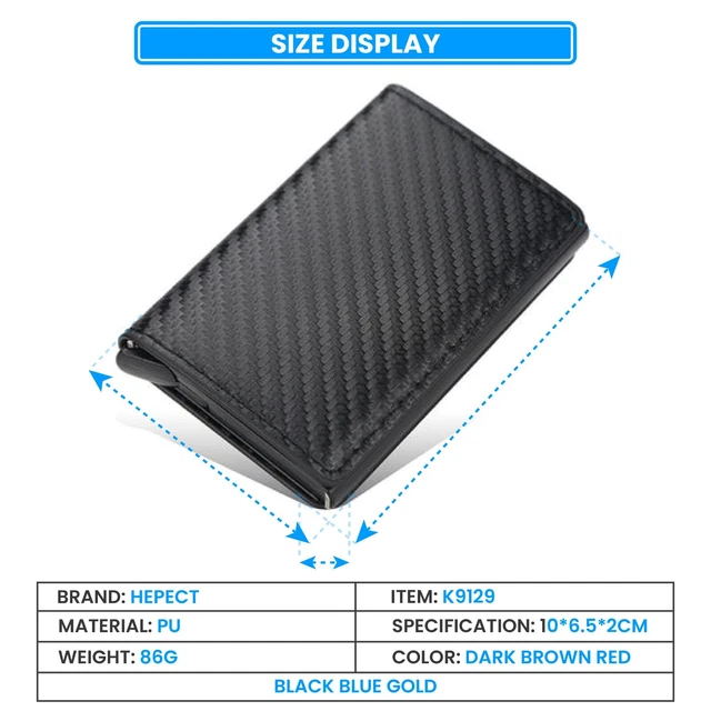 RFID Blocking LEATHER CARBON FIBER Mens Wallet  Purse Slim ID Credit Card Holder 3