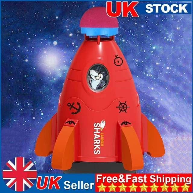 Space Rocket Sprinklers Rotating Water Powered Launcher Summer Fun Toys (Red)