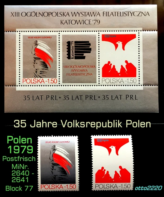 Polen 1979, MiNr. 2640 - 2641, Block 77 "35 Jahre Volksrepublik Polen", Postfr.