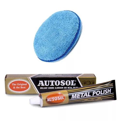 Autosol Solvol Chrome Metal Alu Cleaner & Polish + Microfibre Polishing Pad