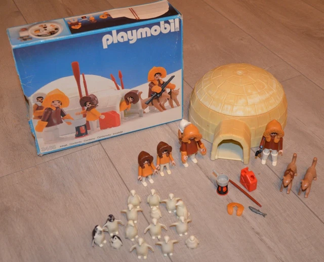 PLAYMOBIL 3465, Set Esquimaux Avec Igloo, Chiens Et Personnages, Vintage 1985